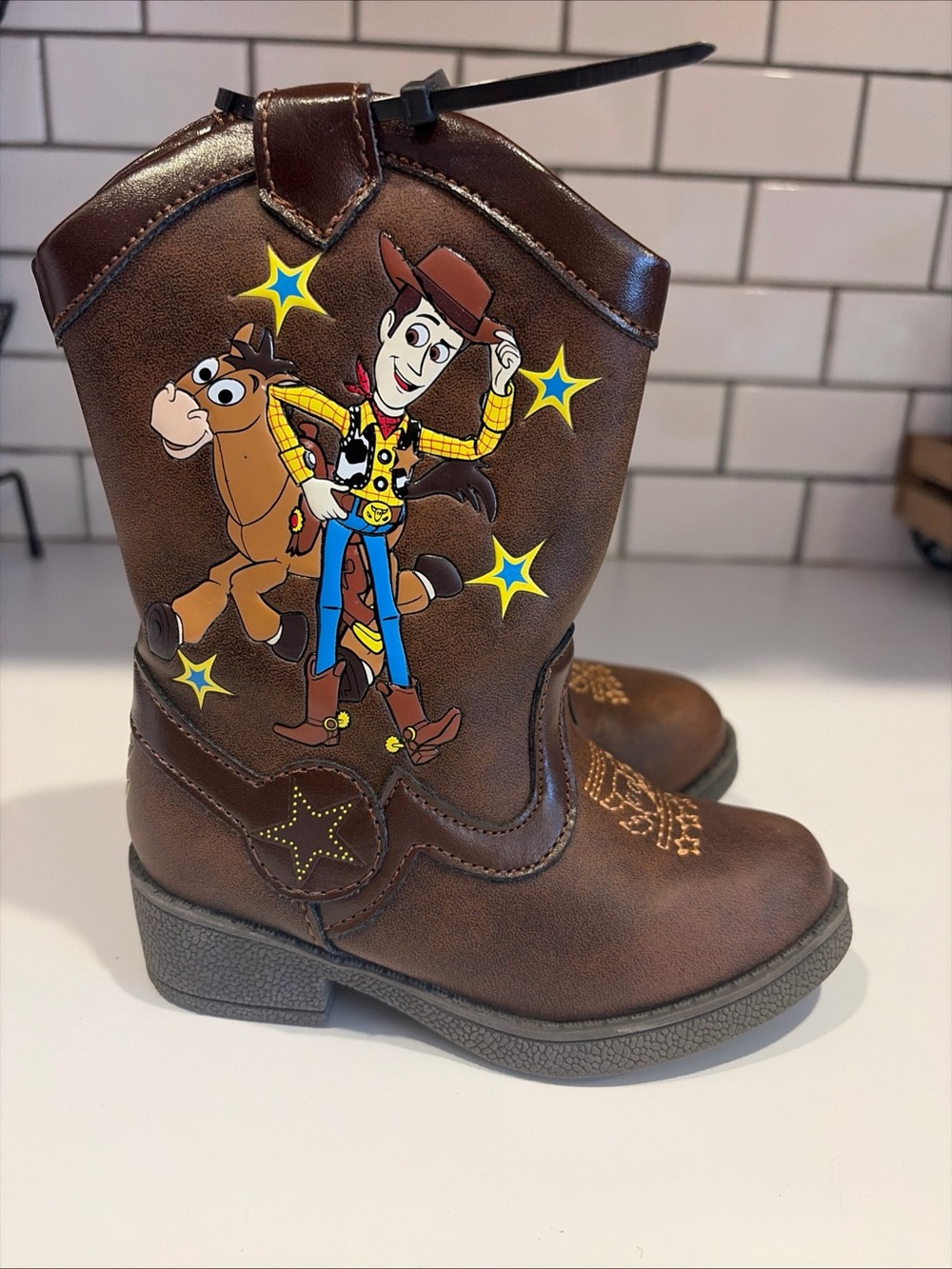 Disney Toy Story Woody Toddler Size 6 Brown Zip Cowboy Western Boots